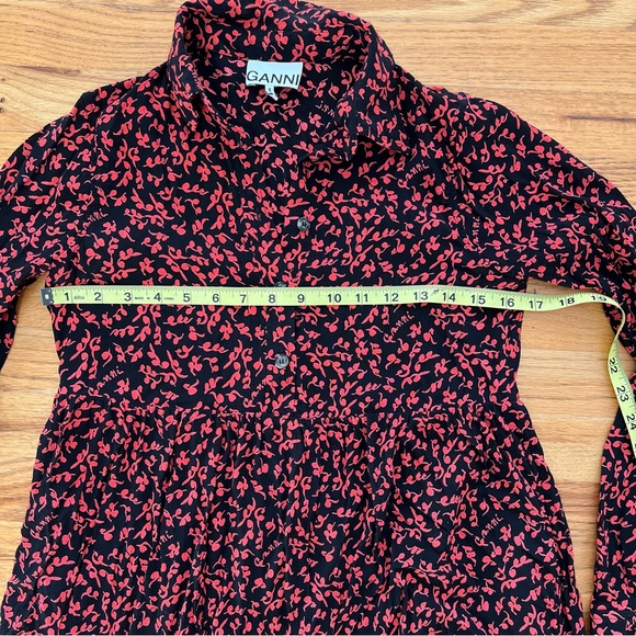 Ganni Printed Shirt Dress Crepe Material - Picture 10 of 10